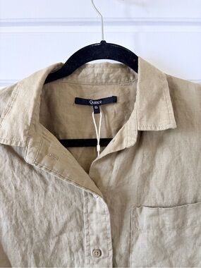 Quince Lightweight Linen Shirt Jacket in Beige